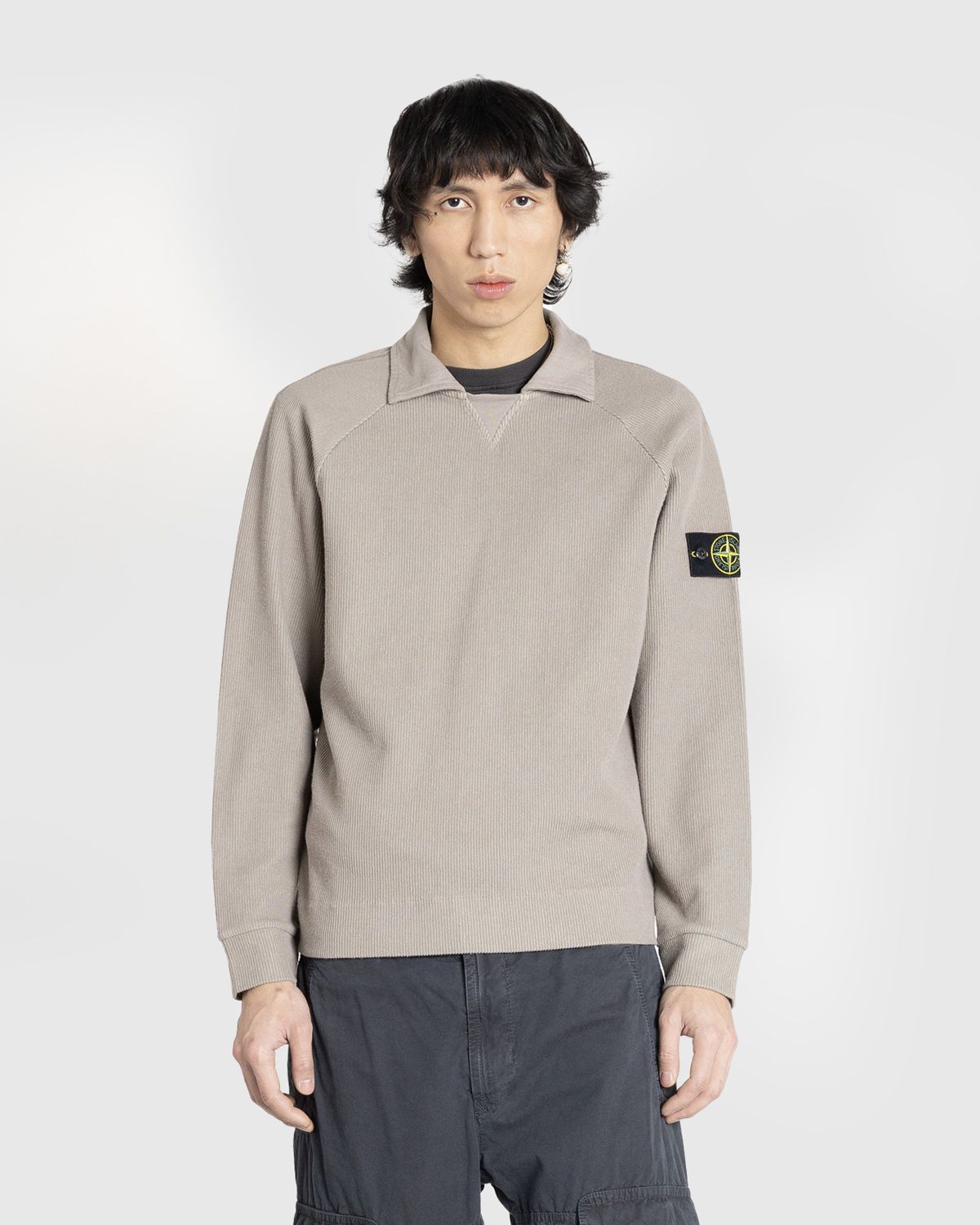 Stone Island Spread Collar Knit Shirt Dove Gray Highsnobiety Shop